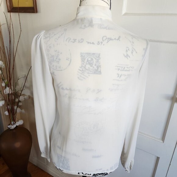 Alexandria Vintage Sheer Ivory Pleated Bouse Sz 8 - Picture 7 of 11